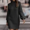 Casual Dresses Stylish Ladies Autumn Winter Ribbed Knitted Long Type Sweater Breathable Dress Raglan Sleeves For Office