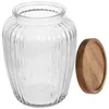 Botellas de almacenamiento Bean Food Jar Glass con tapa de madera sellada lata de fruta seca Catángalez