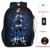 Backpacks New Popular My Hero Academia USB Charge Backpack Students All Might School Bag Teens Deku Bookbag Boys Girls USB Travel Rucksack