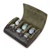 Jewelry Pouches PU Leather Watch Box 6 Slot Storage Case Handmade Travel