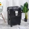 Bagage Fashion Front Opening 20 22 24 26 Inch Boarding Suitcase Travel resväskor med Wheel ABS+PC Rolling Bagage Case With Cup Holder