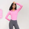 Desginer Yoga Jacket Top Shirt Clothe Short Woman Hoodie Autumn and Winter New Half Zip Suit Womens Standing Neck Slim Fit Fitness Sports Casulong Sleeve Top