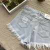 Women's Shorts High Waist Tassel Hole Denim Shorts Female 2024 Summer New Korean Version Raw Edge Wide Leg Loose Plus Size Jean Shorts Women Y240420