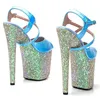 Sapatos de dança Leecabe 8inch/20cm PU Upper Glitter Platform Party Party High Heels Sandals Dancing
