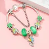 Charm Bracelets DINGLLY Cyan Green Underwater Coral And Fish For Boy Girl DIY Lucky Beads Silver Color Bangle Kids Jewelry