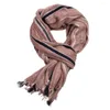 Craquins Cotton Linn Men's Scarf Fashion Men Striped Automne Hiver Hiver Long Softs Châles et enveloppe la marque masculine courte Tassel Bufanda