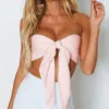 Women's Tanks Camis Sexy Bandage Chest Wrap Bare Midriff Halter Crop Tops Women Strapless Backless Tank Top Camisole Female Slveless Cropped Vest Y240420