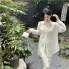 Blusas femininas guofeng protetora solar camisa de camisa feminina feminina de chiffon externo 2024 mulheres verão fino chinês de manga longa cardigã