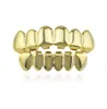 2022 6 Teeth Fangs Fashion Gold plated Rhodium HIPHOP Teeth Grillz TOP BOTTOM Rock Dental Grills Sets Halloween props4849353