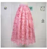 Женская эластичная талия розовая цветочная марля мода французское элегантное платье с мяч