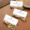 Hoop Earrings Boho Vintage Gold Color Pearl Set For Women Simple Geometric Twist Square Dangle Earring Trendy Jewelry Gift 2024