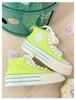 Casual Shoes Summer Tjock Sole Women Solid Color Canvas High Top Girl Students Middle Cut Sneakers spetsar mjuk innersula