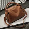 Drawstring Women's Bag Ladies Pu Handbag Solid Color Middle Axed Shoulder Messenger