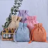 Shopping Bags Natural Drawstring Wholesale Burlap Gift Pouch Jute With String 9 12CM