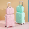 Luggage New love cartoon cat luggage female pull bar suitcase box universal wheel password travel case 20 " carry on boarding luggage