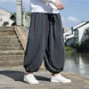 Autumn Winter Men Polar Fleece Pants Men Velvet Retro Harem Pants Male Solid Color Wide Ben Pants Harajuku Jogging Byxor 240421