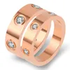 Designer Trendy Fashion Carter gleicher Stil Six Diamond Love Ring 18K Roségold Titanium Stahl Nicht verblassendes Paar M9ZV