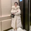 여자를위한 같은 스타일의 3 컬러 다운 재킷 겨울 겨울에 새로운 후드가있는 큰 모피 칼라 카우 히드 버튼 화이트 오리 {카테고리}