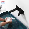 Bathroom Sink Faucets Brass Single Handle Square Black Fauce Wall Mounted Brushed Gold Water Mixer Tapware Accessories