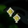 Dangle Küpeler Wong Yağmur Elegant Vintage 925 STERLING Gümüş 2.5ct Armut Kesme Emerald Taş Damla Takı Kadınlar Yıldönümü Hediyeleri