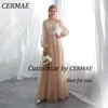 Robes de fête Cerme O-Neck Long Band Curchon Robe de soirée Champagne Prom A-Line Formeal pour les femmes 2024 PO Prix d'usine