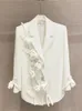 Damespakken BZVW 2024 Franse witte 3D Flower Loose Designer Blazer voor jas lente herfst mode niche suit jas vrouwelijk getij