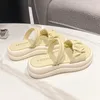 Gratis frakt Kvinnor Sandaler skor Låga klackar Flat Solid Brown White Yellow Slippers Slides Womens Summer Shoes Gai