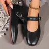 Casual Shoes Retro Spring Woman Square Toe Solid Lolita Loafers Black Ballerina Party Flats Elegant Mary Jane Kawaii Barefoot