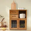 Kitchen Storage Bamboo Pantry Sideboard Freestanding Cabinet Drawer Nightstand For Office