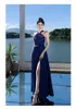 Vestidos informales Blue Slim Halter Backless High Split Maxi Mujer Mujer elegante Pleated Sexy Birthday Party Long 2024 Summer Fashion