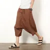 Herrenhosen 2024 Laternen japanische japanische Baumwoll -Leinen Shorts Nepal Capris Weitbein -Schritten Karottenstrand