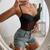 Sexy Bodysuit Shapewear Deep V-Neck Body Shaper Thong Shapers Waist Trainer Women Adjustable Strap Padded Push Up Bra Corset Top 240421