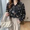 Women's Blouses Women Clothing Spring Autumn Trendy Print Harajuku Y2K Shirt Sexy Sheer Long Sleeve Chiffon Blouse Casual Loose Tops Chic