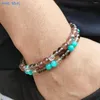 Strand MHS.Sun Charm Girls Naturel Stone Natural 6 mm Turquoise Strawberry Crystal Bracelet Energy For Women Men Elastic Lover Gift Bijoux