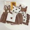 Clothing Sets Baby Sisters Brothers Summer Boys Cartoon Shorts Sleeve T-shirts Children Waffle Bear Kids Solid Casual Overalls