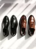 Dress Shoes Office Man Party Toe Toe Formal Brogue Lace Up Vintage Split Spliting Mens Talled Mens Casual