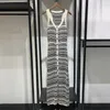 Casual jurken Hollow Out Striped Summer Holiday Dress For Women V Neck Contrast Knitted Vestidos Ladies Elegant Luxury Vintage 24