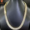 Mode sieraden luxe hiphop 12 mm vergulde Cubaanse linkketen 925 Sliver ijskoud uit Moissanite diamanten ketting voor mannen