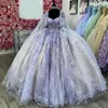 Lavender Lilac Quinceanera Abito da ballo Abito da ballo Applique Tulle con Cape Corset Sweet 16 Vestidos de XV 15 Anos
