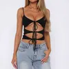 Zbiorniki damskie Camis Xingqing Y2K Crop Top Kobiety Ubranie estetyczne stałe kolor puste spaghetti Slapeless Backless Camisole Strtwear Y240420