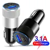 38W 3.1A PD Portable Car Charger Metal Dual 2-Port USB-A USB-C Output Fast Charging Car Adapter för iPhone 15 14 13 12 11 Pro Plus Xiaomi Huawei Samsung S24 S22 Snabbladdare