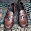 Casual schoenen Euro maat 38-44 Tasel Tassel slip-on loafers Leisure Man Summer Footwear Teen Layer Cowhide Flats mannelijk