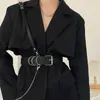 Ceinture ceinture avec chaîne rock détachable simple mode sangle de taille en cuir harnais dames corset niche accessoires punk y2k y2k
