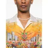 Nowy projektant Casablanca Silk Casual Shirt Street Motorcylie Drukuj cienki sekcja Lapel Casual Loose Hawaiian Beach Mężczyźni i kobiety jedwabne koszulę z długimi rękawem Top Casablanc