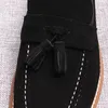 Kleding schoenen echte lederen mannen handgemaakte luxe suède loafers heren mocassins kwastjes zwart bruin bruiloft casual flats