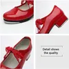 أحذية الرقص Girls Red White Patent Fencible Tie Tie Tap Tap Comfort Security Dancing for Fulty Beginner Tappers All Size 23-42