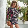 Vestidos casuais vestido de crânio mexicano manga longa férias apertadas bodycon meninas padrões spandex feminino de uma peça