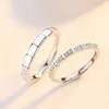 Cluster Rings S925 Sterling Silver Living Mouth Bamboo Par Ring Men mode Shining Diamond Step Opening Justering Kvinnor