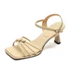Sandalet Tuling Haziran 2024 Yaz Soild Renk Kesin Açık Ayak Toka Kayışı Dar Bant Yüksek İnce Topuk Ayakkabı Kadın KY-KK0180