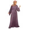 Ethnische Kleidung Frauen lässig Kleid solide muslimische Flare -Ärmel Abaya Elegant arabisch Kaftan Long Hijab Outfit